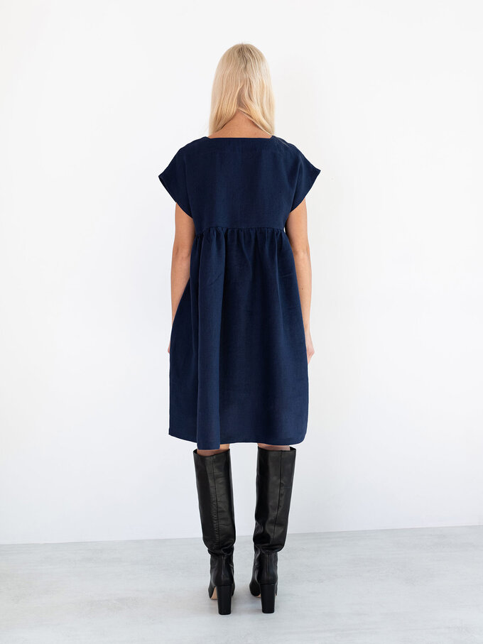 Image 4 of POPPY Linen Dress in Navy Blue from ALBERALKIRK