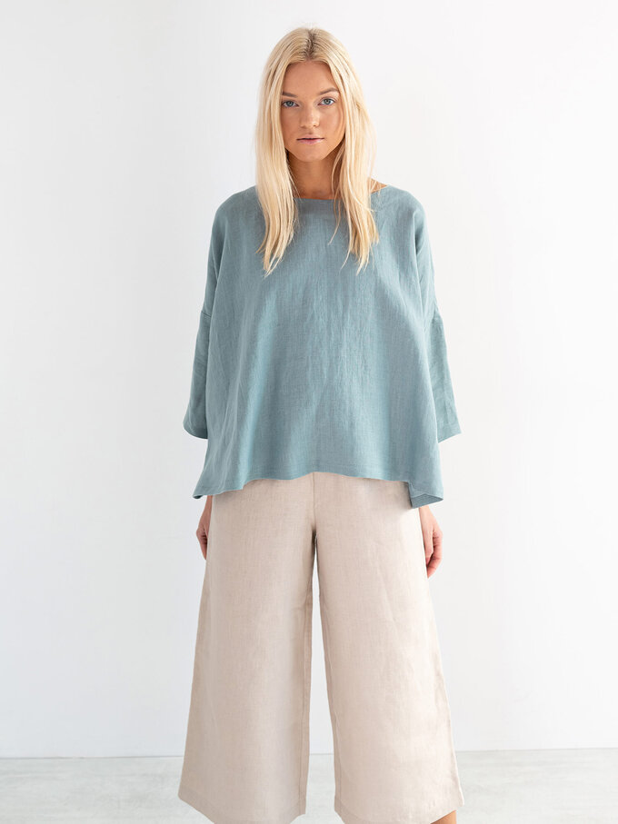 Image 2 of RILEY Wide Leg Linen Pants in Beige from ALBERALKIRK