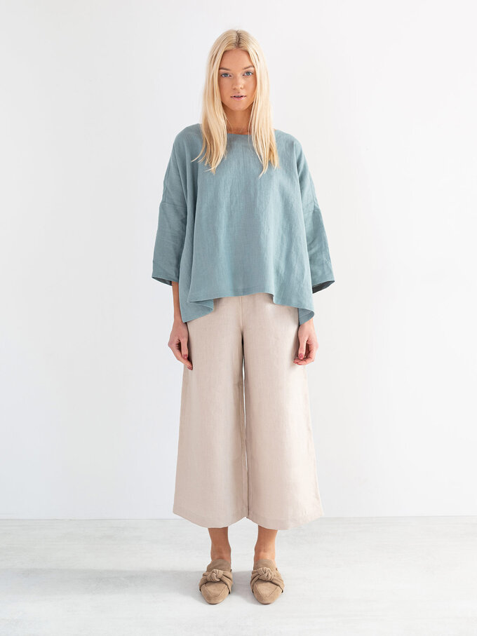 Image 3 of RILEY Wide Leg Linen Pants in Beige from ALBERALKIRK