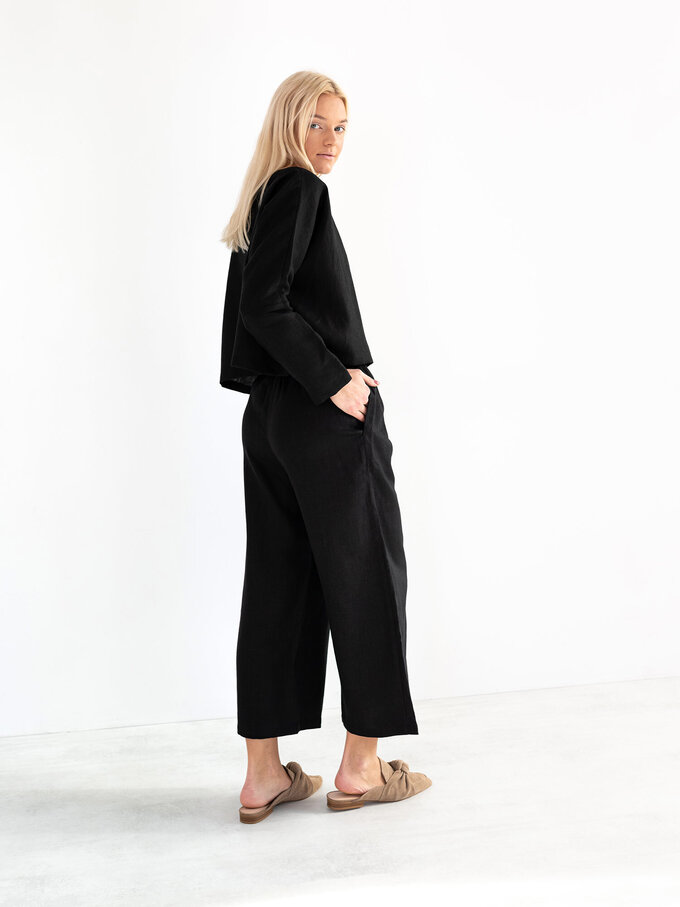 Image 5 of RILEY Wide Leg Linen Pants in Black from ALBERALKIRK