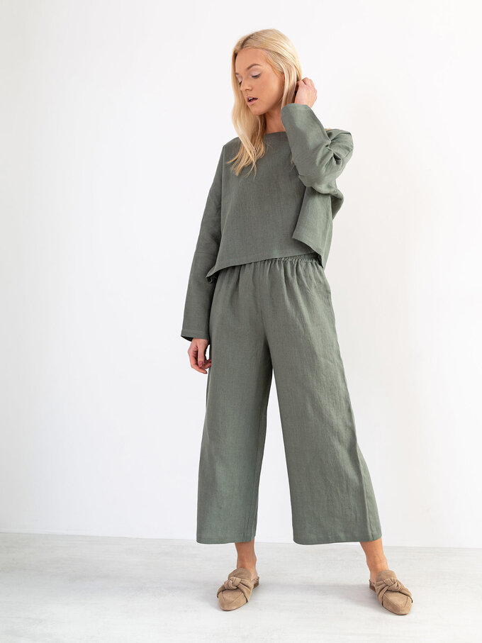 Image 5 of RILEY Wide Leg Linen Pants in Sage Green from ALBERALKIRK