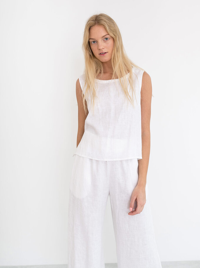 Image 2 of RILEY Wide Leg Linen Pants in White from ALBERALKIRK