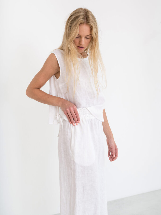 Image 3 of RILEY Wide Leg Linen Pants in White from ALBERALKIRK