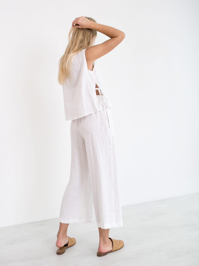 Image 5 of RILEY Wide Leg Linen Pants in White from ALBERALKIRK