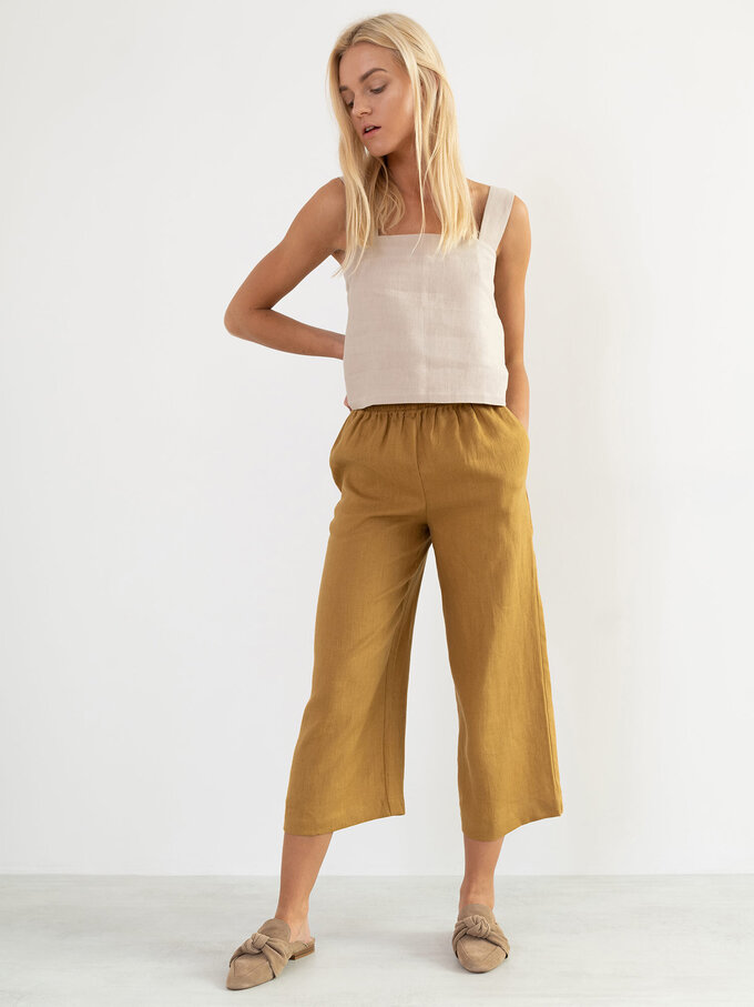 Image 5 of RILEY Wide Leg Linen Pants in Yellow Honey from ALBERALKIRK