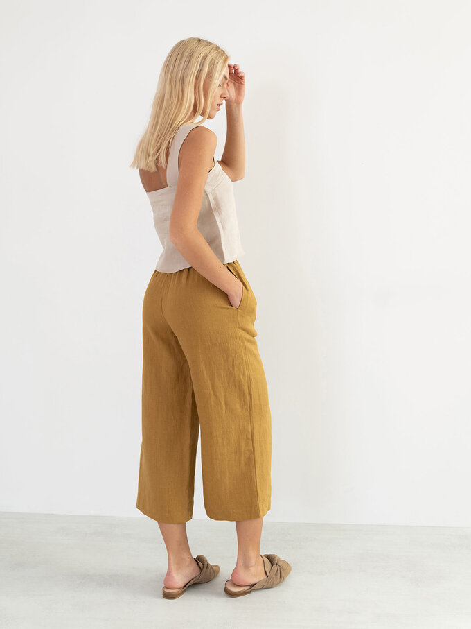 Image 6 of RILEY Wide Leg Linen Pants in Yellow Honey from ALBERALKIRK
