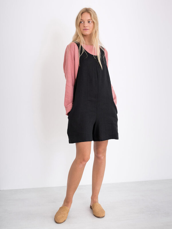 Image 1 of RIVER Linen Overalls in Black from ALBERALKIRK