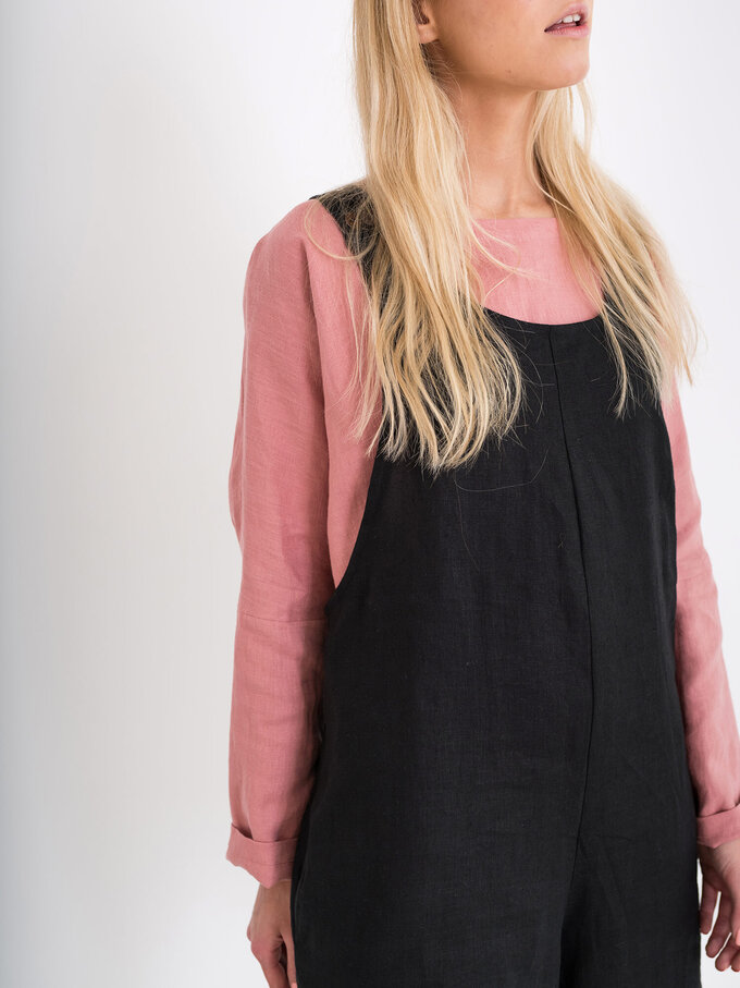 Image 3 of RIVER Linen Overalls in Black from ALBERALKIRK