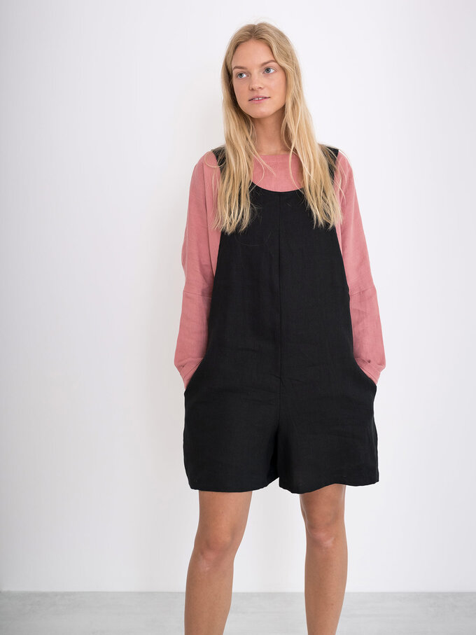 Image 5 of RIVER Linen Overalls in Black from ALBERALKIRK