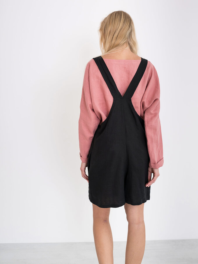 Image 6 of RIVER Linen Overalls in Black from ALBERALKIRK