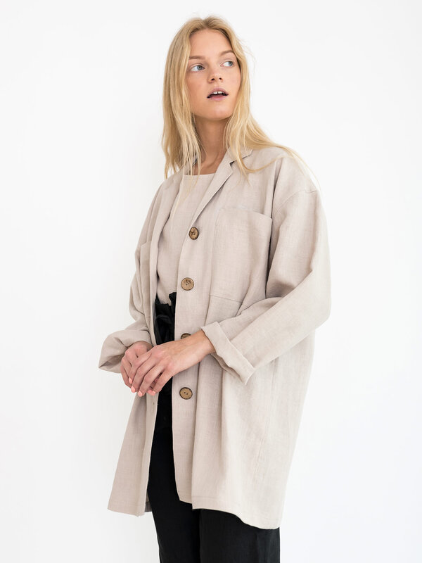 Image 1 of ROSEMARY Linen Jacket in Beige from Love and Confuse