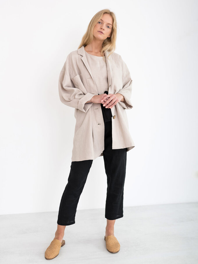 Image 3 of ROSEMARY Linen Jacket in Beige from ALBERALKIRK
