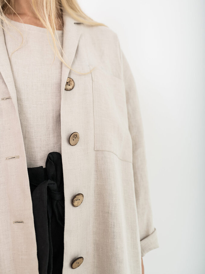 Image 4 of ROSEMARY Linen Jacket in Beige from ALBERALKIRK