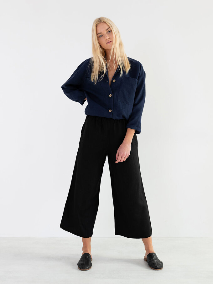 Image 5 of ROSEMARY Linen Shirt in Navy Blue from ALBERALKIRK