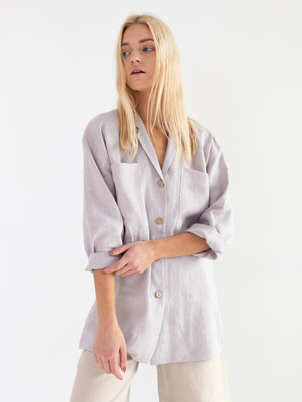 Image 1 of ROSEMARY Linen Shirt in Silver Pink from Love and Confuse