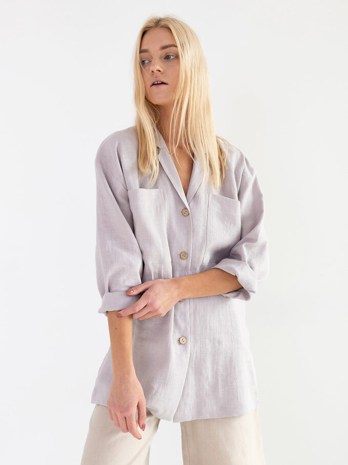 Image 1 of ROSEMARY Linen Shirt in Silver Pink from ALBERALKIRK