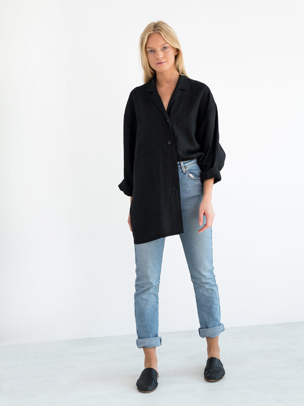 Image 1 of ROSEMARY Linen Shirt in Black from Love and Confuse