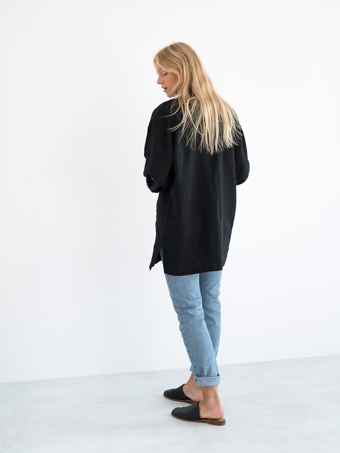 Image 2 of ROSEMARY Linen Shirt in Black from ALBERALKIRK