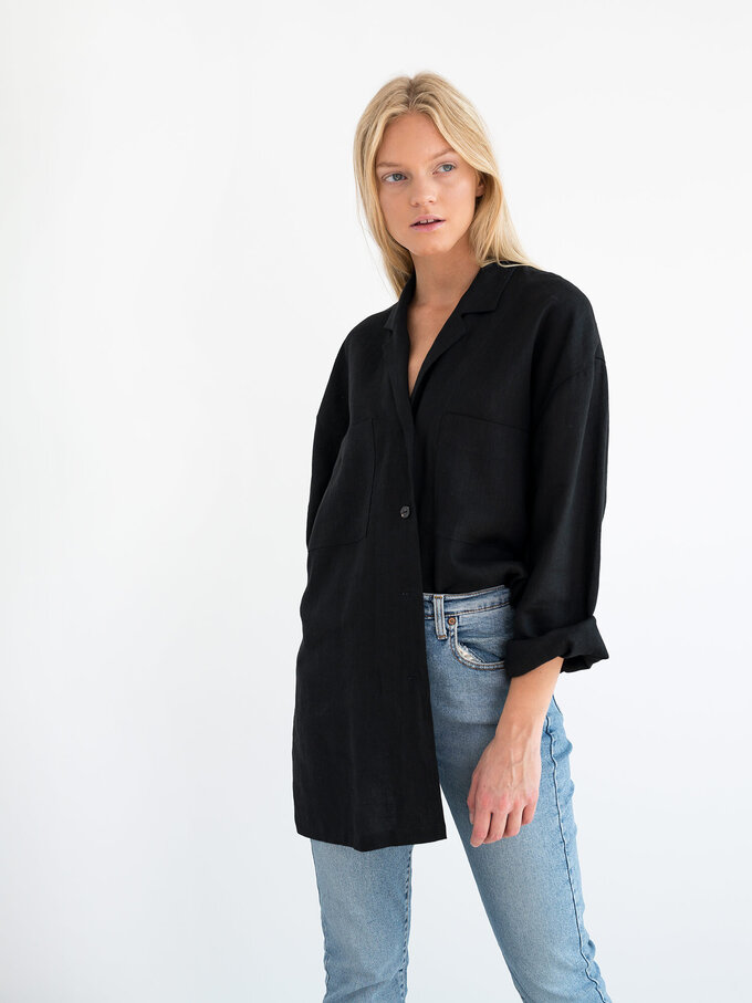 Image 3 of ROSEMARY Linen Shirt in Black from ALBERALKIRK