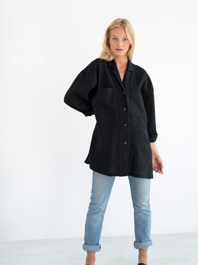 Image 4 of ROSEMARY Linen Shirt in Black from ALBERALKIRK