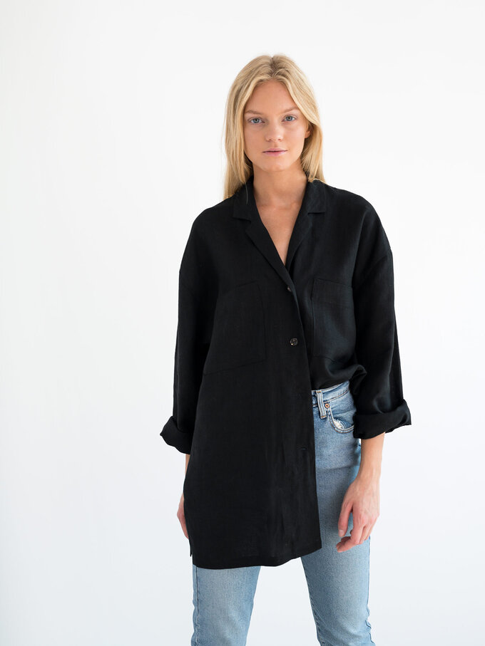 Image 5 of ROSEMARY Linen Shirt in Black from ALBERALKIRK
