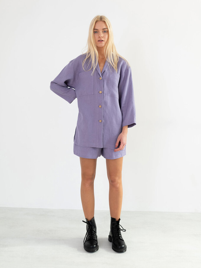 Image 2 of ROSEMARY Linen Shirt in Violet Tulip from ALBERALKIRK