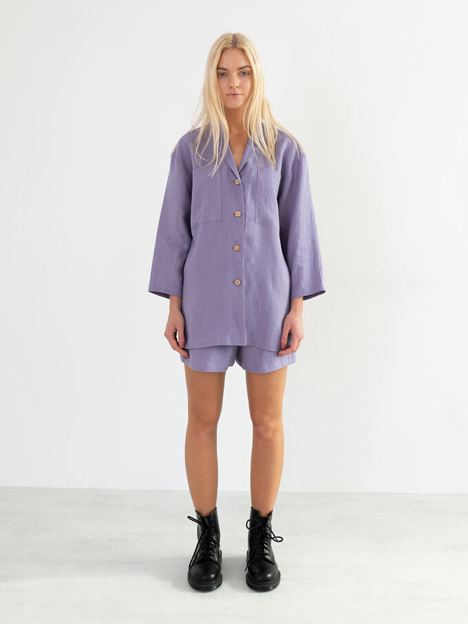 Image 3 of ROSEMARY Linen Shirt in Violet Tulip from ALBERALKIRK