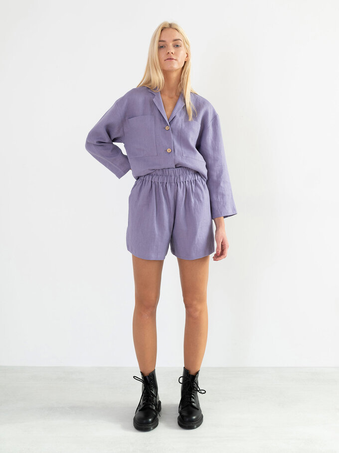 Image 4 of ROSEMARY Linen Shirt in Violet Tulip from ALBERALKIRK