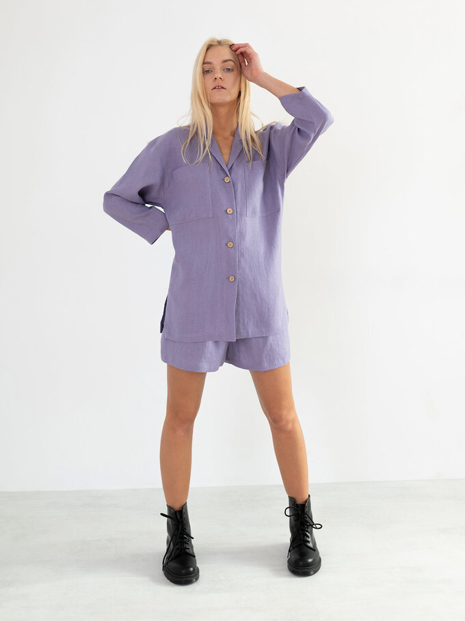 Image 5 of ROSEMARY Linen Shirt in Violet Tulip from ALBERALKIRK