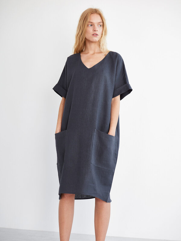 Image 1 of RUBY Linen Dress in Dark Grey from Love and Confuse