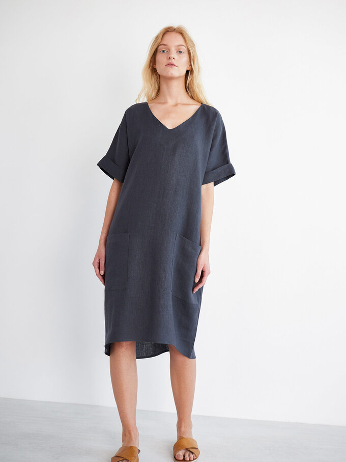 Image 2 of RUBY Linen Dress in Dark Grey from ALBERALKIRK