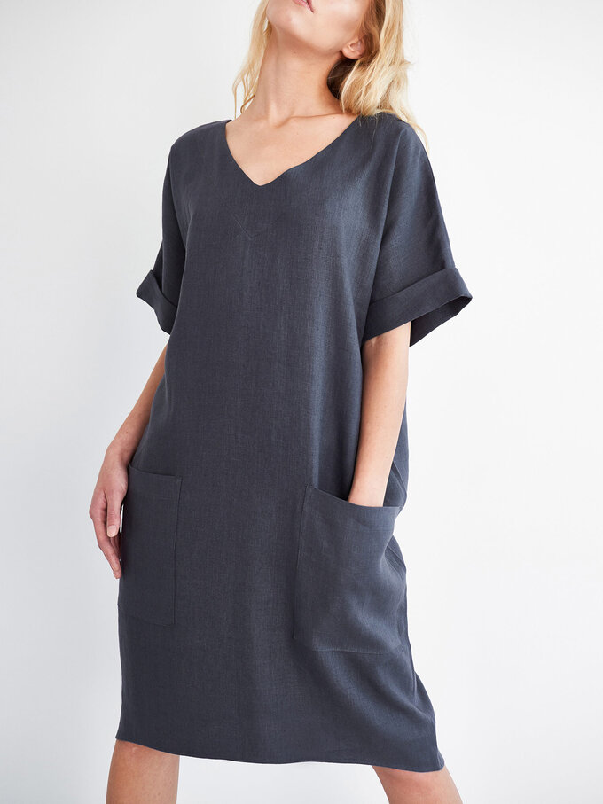 Image 3 of RUBY Linen Dress in Dark Grey from ALBERALKIRK