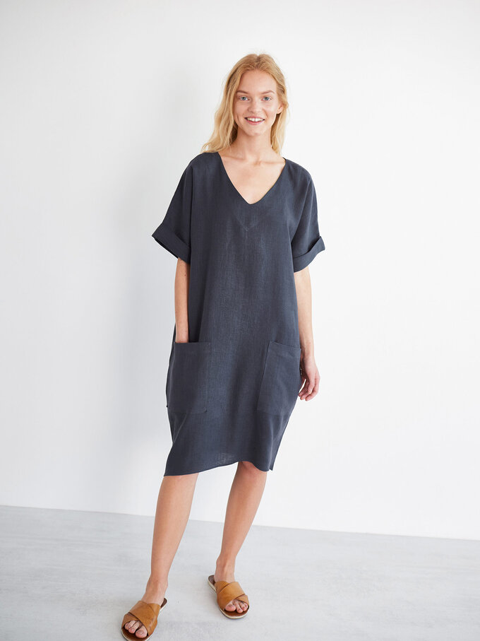 Image 4 of RUBY Linen Dress in Dark Grey from ALBERALKIRK