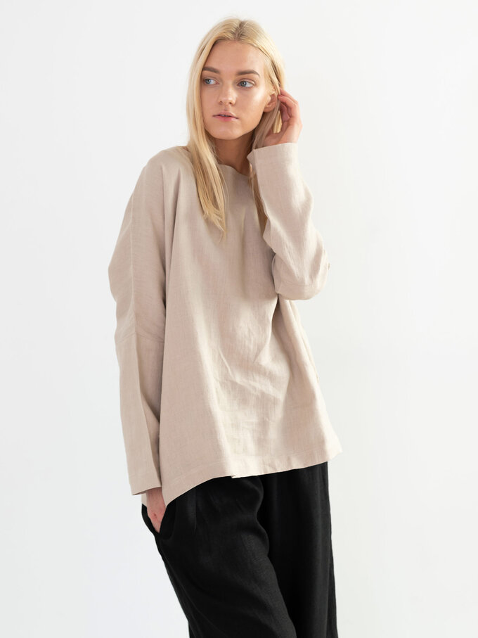 Image 4 of RUMI Linen Top in Beige from ALBERALKIRK