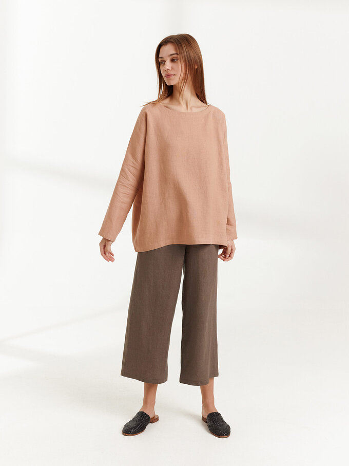 Image 2 of RUMI Linen Top in Camel from ALBERALKIRK