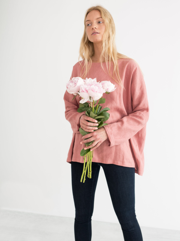 Image 1 of RUMI Linen Top in Salmon Pink from Love and Confuse