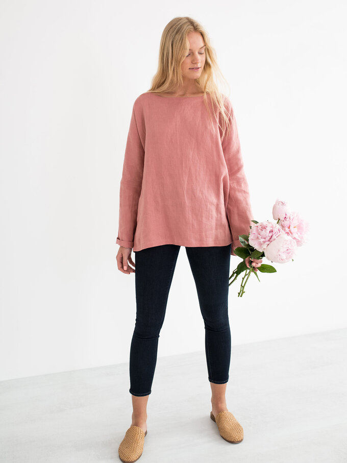 Image 2 of RUMI Linen Top in Salmon Pink from ALBERALKIRK