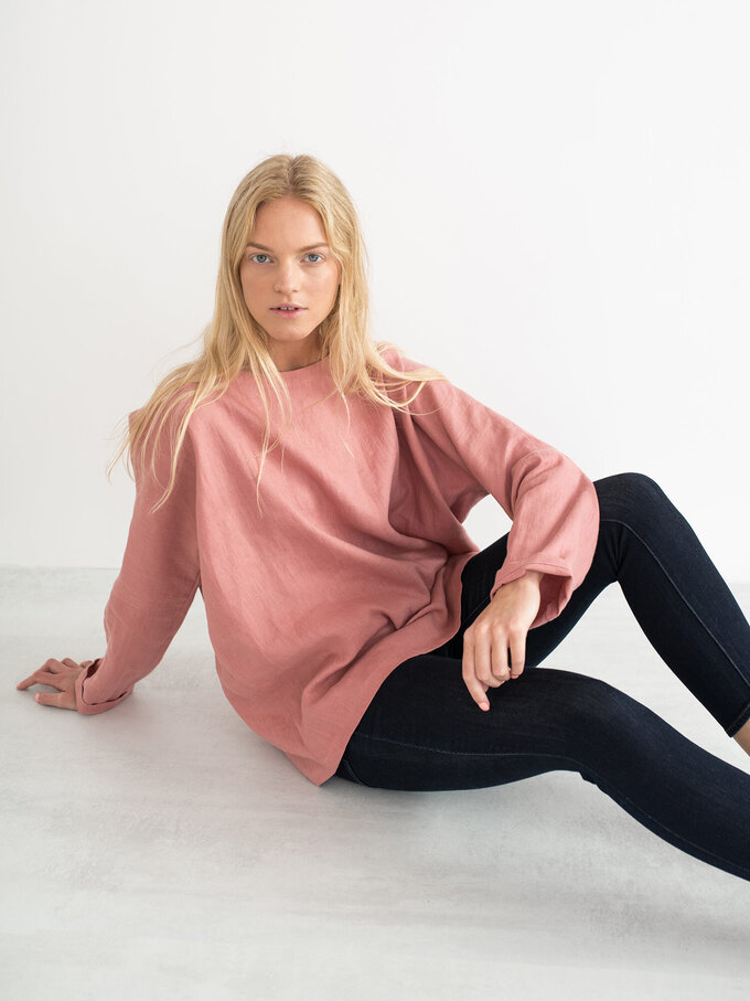 Image 4 of RUMI Linen Top in Salmon Pink from ALBERALKIRK