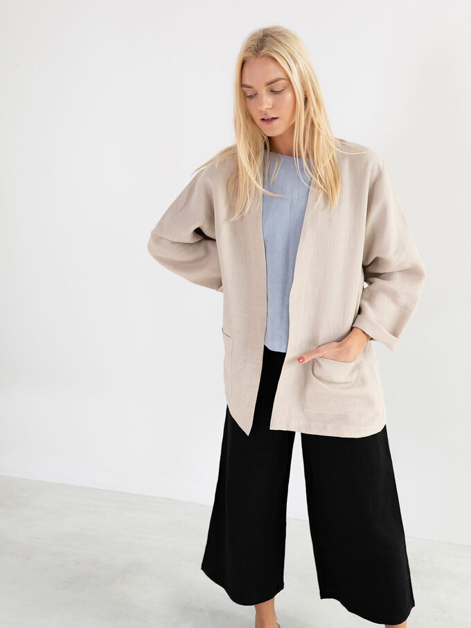 Image 4 of SELBY Linen Jacket in Beige from ALBERALKIRK