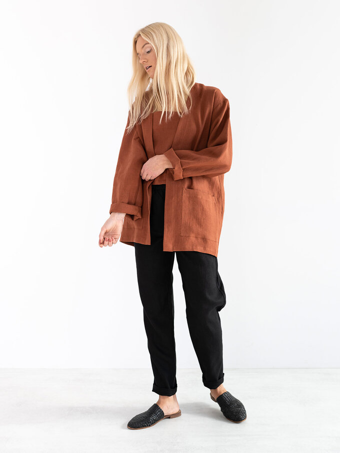 Image 2 of SELBY Linen Jacket in Rust from ALBERALKIRK