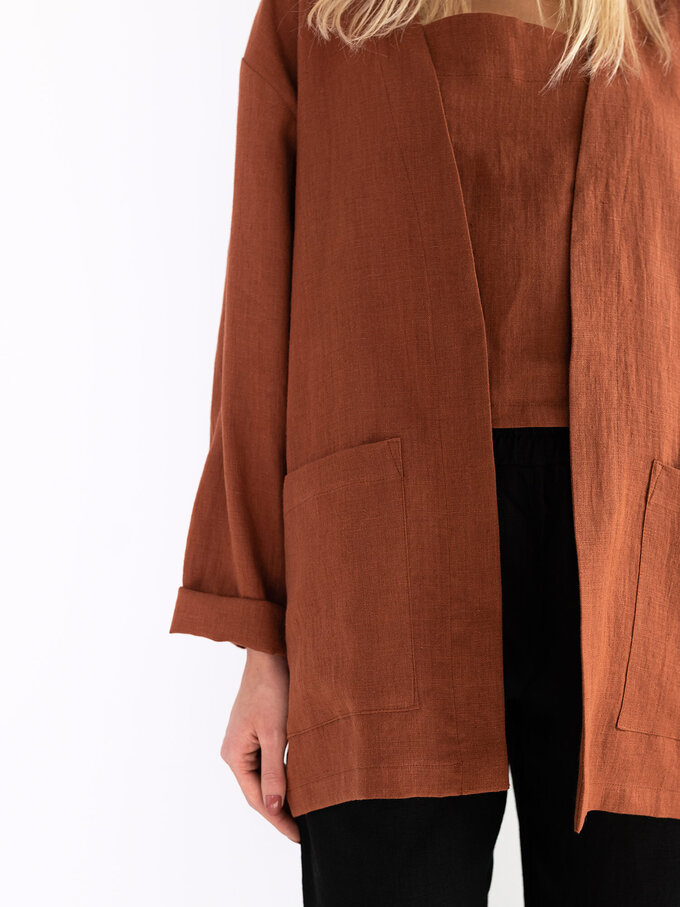 Image 3 of SELBY Linen Jacket in Rust from ALBERALKIRK