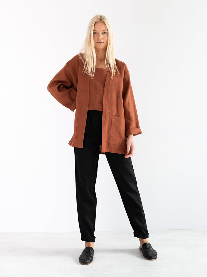 Image 4 of SELBY Linen Jacket in Rust from ALBERALKIRK