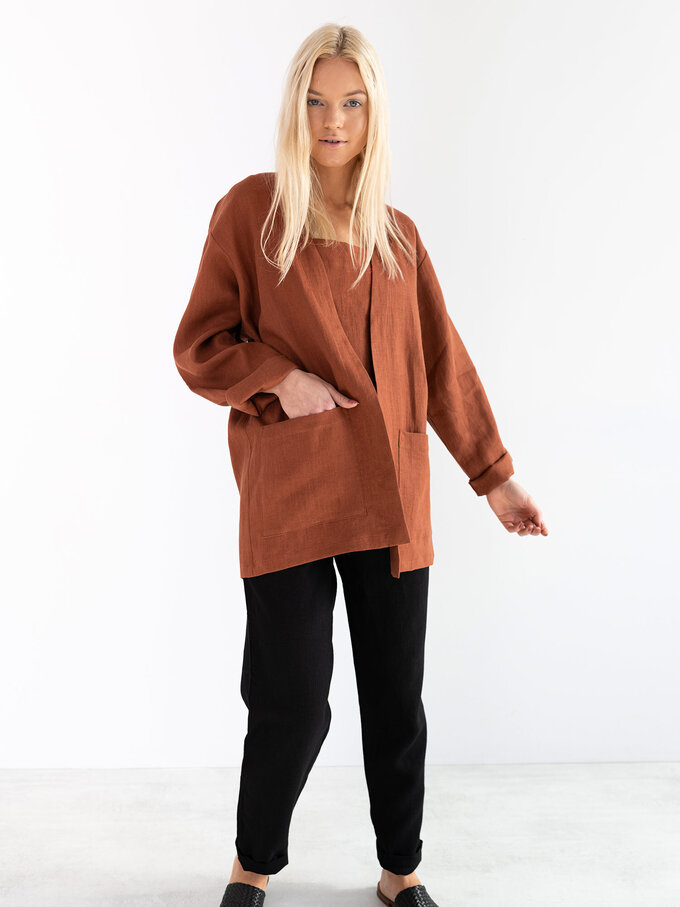 Image 5 of SELBY Linen Jacket in Rust from ALBERALKIRK
