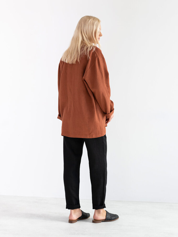 Image 6 of SELBY Linen Jacket in Rust from ALBERALKIRK