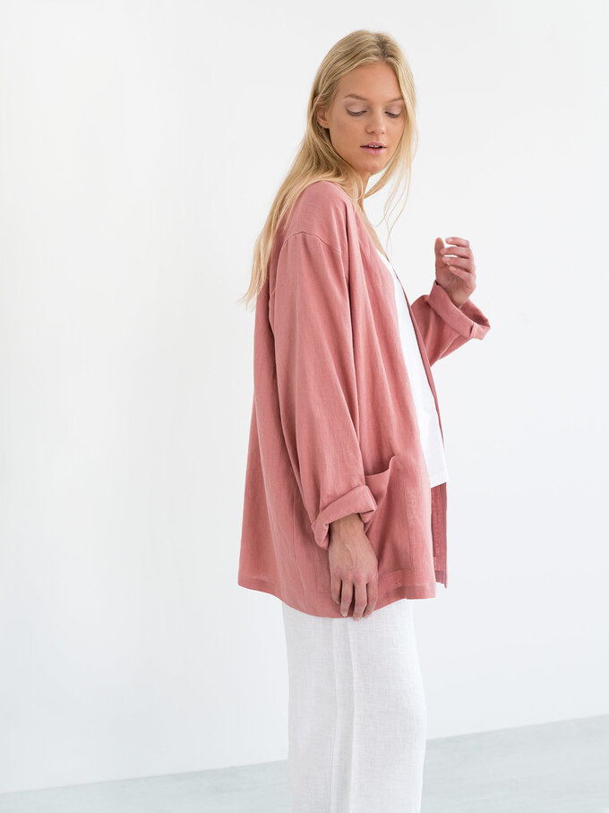 Image 2 of SELBY Linen Jacket in Salmon Pink from ALBERALKIRK