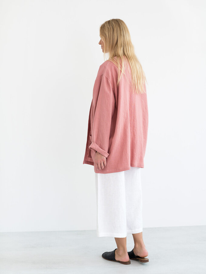 Image 5 of SELBY Linen Jacket in Salmon Pink from ALBERALKIRK