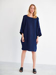 Image 1 of SELENE Linen Cocoon Dress in Navy Blue from ALBERALKIRK