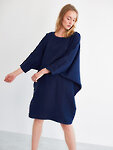 Image 2 of SELENE Linen Cocoon Dress in Navy Blue from ALBERALKIRK