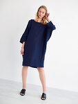 Image 4 of SELENE Linen Cocoon Dress in Navy Blue from ALBERALKIRK