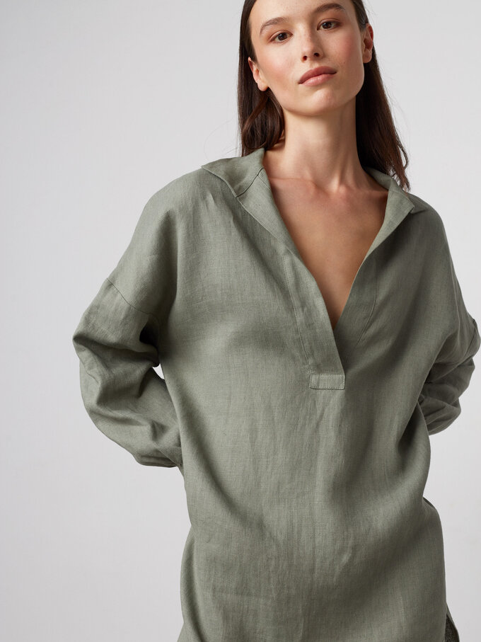 Image 3 of SKY Linen Beach Dress in Sage Green from ALBERALKIRK